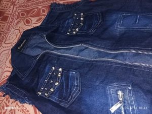 Women's Denim Vest with Studs