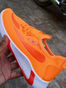 STYLISH ORANGE DARK AND WHITE COMBINATION SHOE FOR MEN