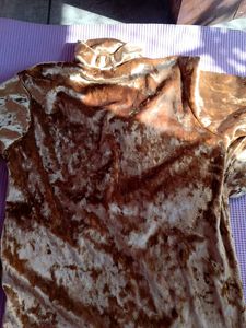 Stylish Brown Velvet Long Sleeve Top