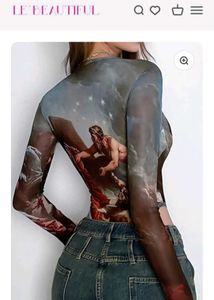 Renaissance Print Sheer Bodysuit