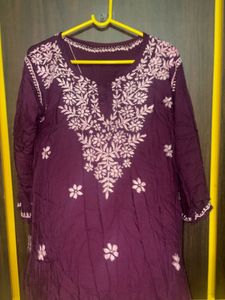 Luknavi Chikankari Rayon short kurti