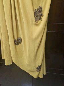 Elegant Mustard Draped Dress Size M