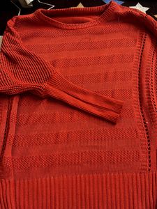 Mustard Sweet Shirt With Orange Crochet Top