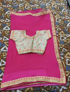 Red Floral Saree with Blouse
