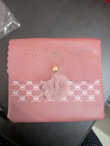Cute Pink Clutch with Pom-Pom Charm
