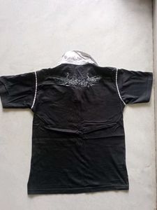 Men's Black Graphic Print Polo T-Shirt