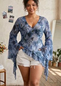 plus size Boho Floral Print Ruffle top