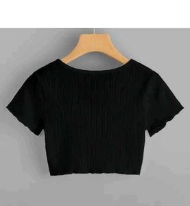 Chic Black V-Neck Crop Top