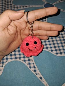 Cute Pink octopus Crochet Keychain