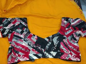 Stylish Printed Blouse black and red