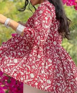 Maroon Block Print Kurta