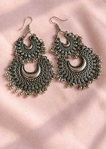 Oxidized Silver Chandbali Earrings