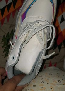 Cream Chunky Sneakers with Iridescent Accents