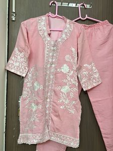 Pink Embroidered branded Kurta Set