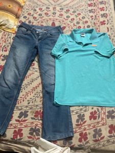 Women's Jeans and Polo t Shirt Set