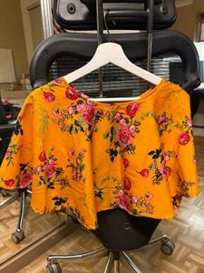 Vibrant Floral Print Cape Blouse
