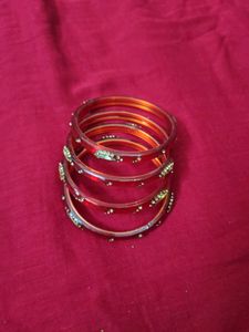 Set of Red Beaded Bangles
