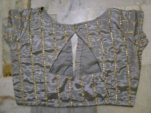 Sparkling Grey Blouse with Gold Sequins