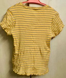 Yellow Striped Ribbed Tee
