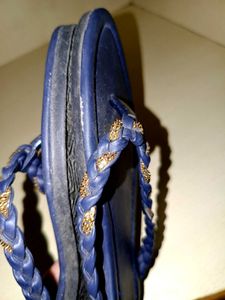 Navy Blue Braided Thong Sandals