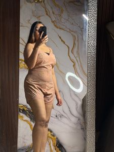 Peach Embroidered Romper