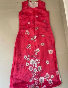 Vibrant Pink Floral Sleeveless Kurta Set