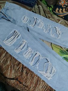 Light Wash Ripped Wide Leg Jeans