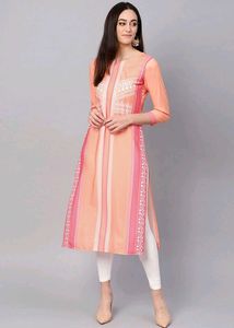 Stylish Peach Printed Kurta