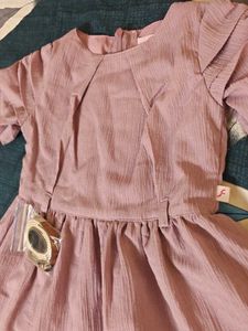 New Chic Pink A-Line Dress with Belt