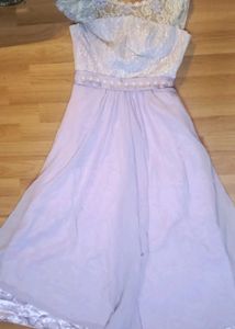 Elegant Lilac Lace Corset Gown