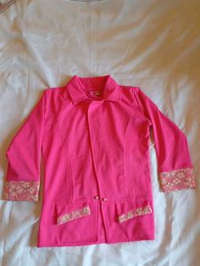 Vintage Pink Blazer with Lace Details