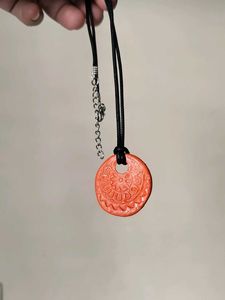 Orange Boho Pendant Necklace