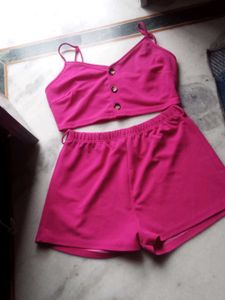 SHEIN Fuchsia Cami Top &amp; Shorts Set