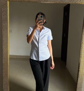 Light Blue Fitted Button-Down Shirt