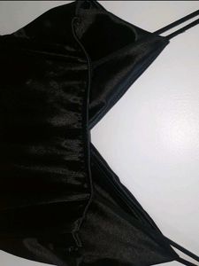 Black Cocktail Satin  Dress with Slit