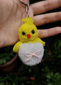 🐥 Handmade Cute Chick Pom-Pom Keyring