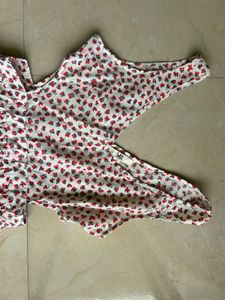 Cute Heart Print Cut-Out Dress