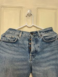 high waist Ripped Knee Denim Jeans