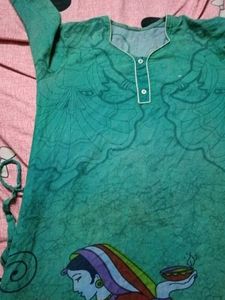 Designer Teal Green Printed Kurta