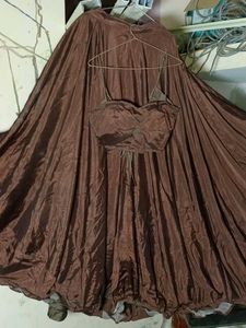 “Designer Brown Silk Lehenga Choli