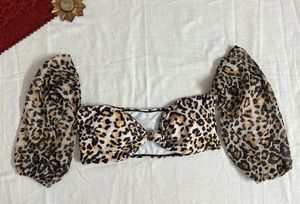 SHEIN off Shoulder Animal Print Top