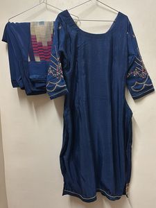 Embroidered Blue Kurta Set (pant and shall)