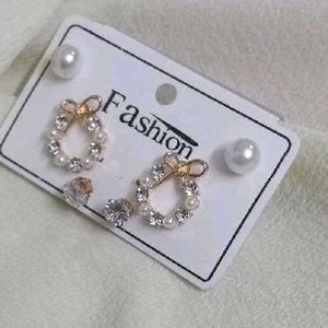 Chic Bow Pearl &amp; Crystal Earring Set(3)