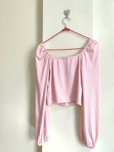 Pink Ribbed Corset Style Top