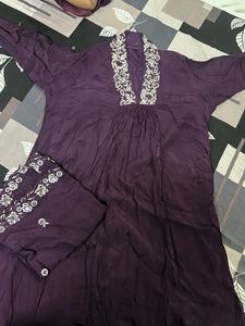 Elegant Embroidered Purple Dress
