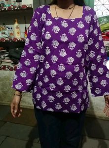 Purple Floral Print Kurta