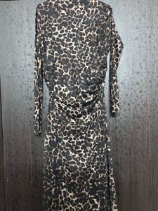 Leopard Print Long Sleeve Ruched Dress