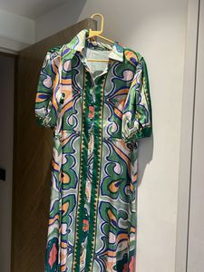 Boho Print Button-Up Midi Dress