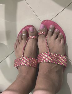 Gold &amp; Pink Ethnic One Toe Flat No.EU39[6]