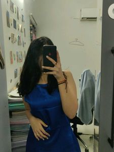 Royal Blue Satin Midi Dress